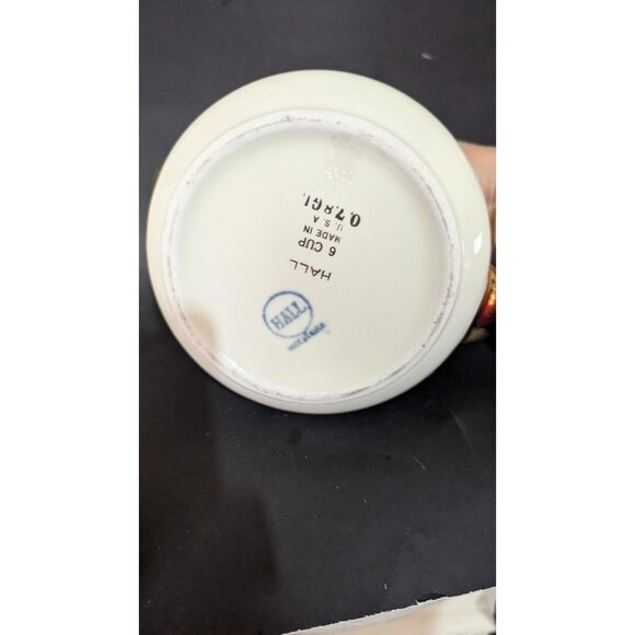 Hall Gold Label Kitchenware Teapot Ivory Gold Basket Weave 6 Cup USA 1941 - Picture 6 of 11